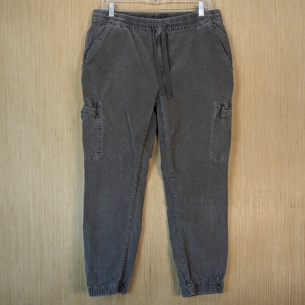Prana Lost Hwy Womens Corduroy Cargo Joggers Relaxed Fit Grey Organic Cotton L‎